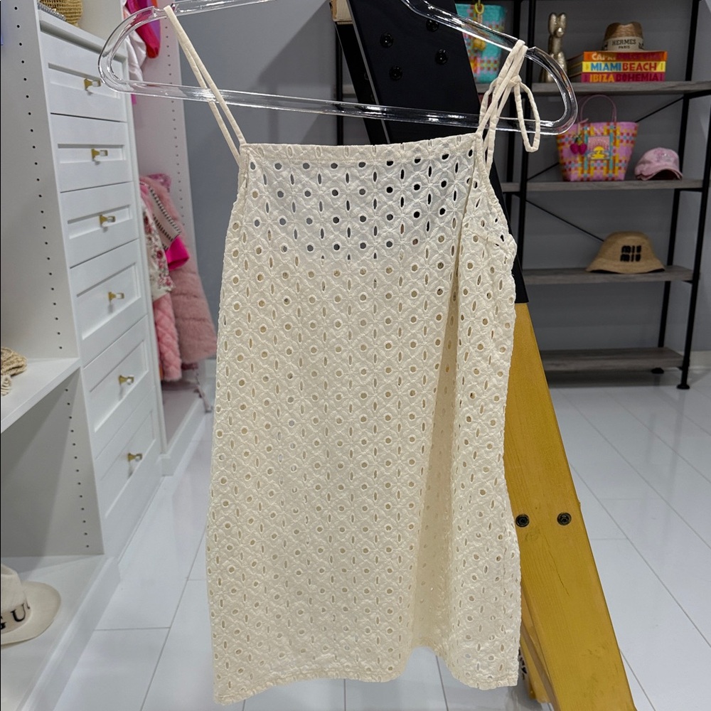 Vitamin A Cream Eyelet Swim Coverup Dress